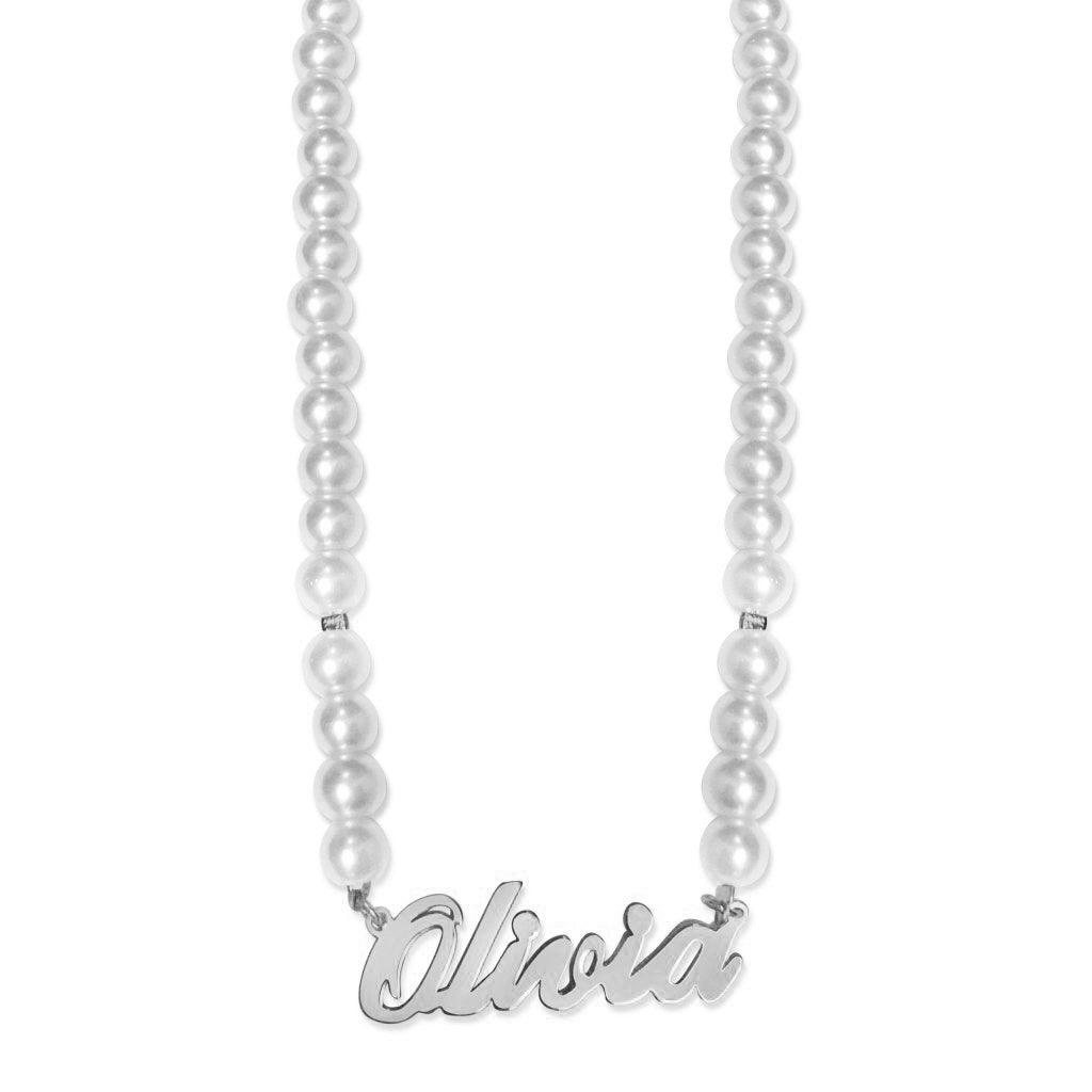 Audrey Pearl Beaded Name Necklace - Anna Lou of London