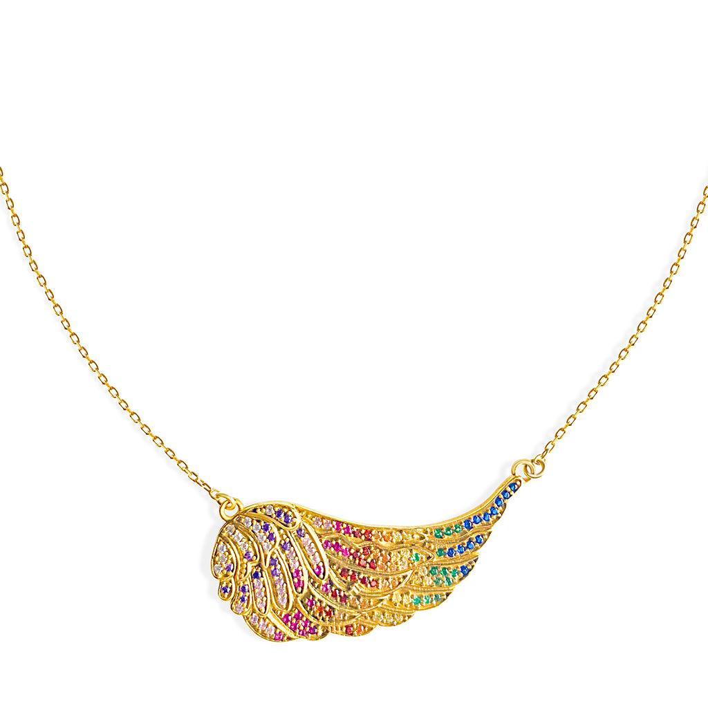 Rainbow Angel Wing Necklace - Anna Lou of London