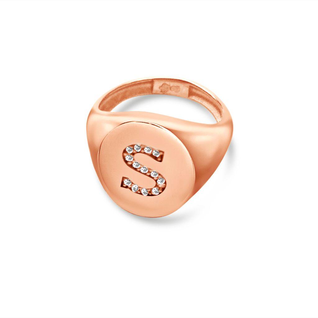 Crystal Signet Initial Ring - Anna Lou of London