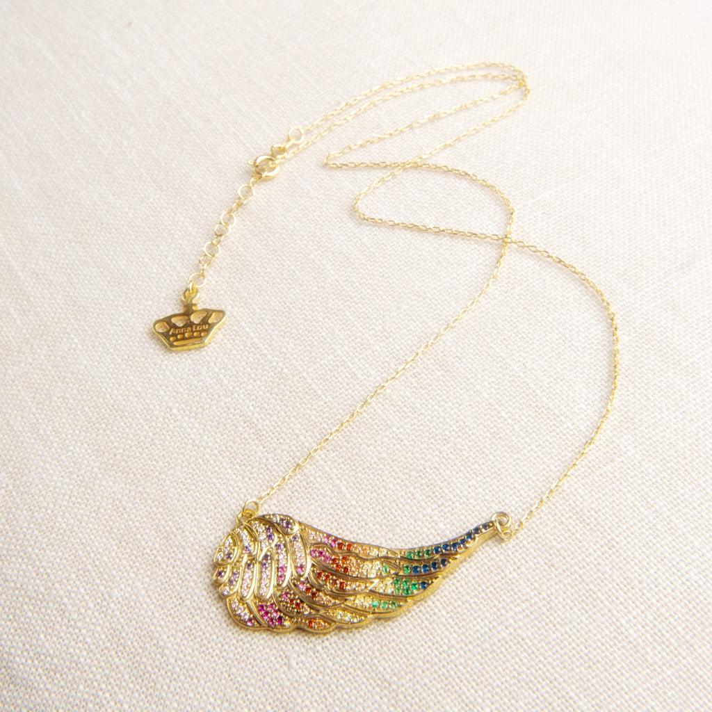 Rainbow Angel Wing Necklace - Anna Lou of London