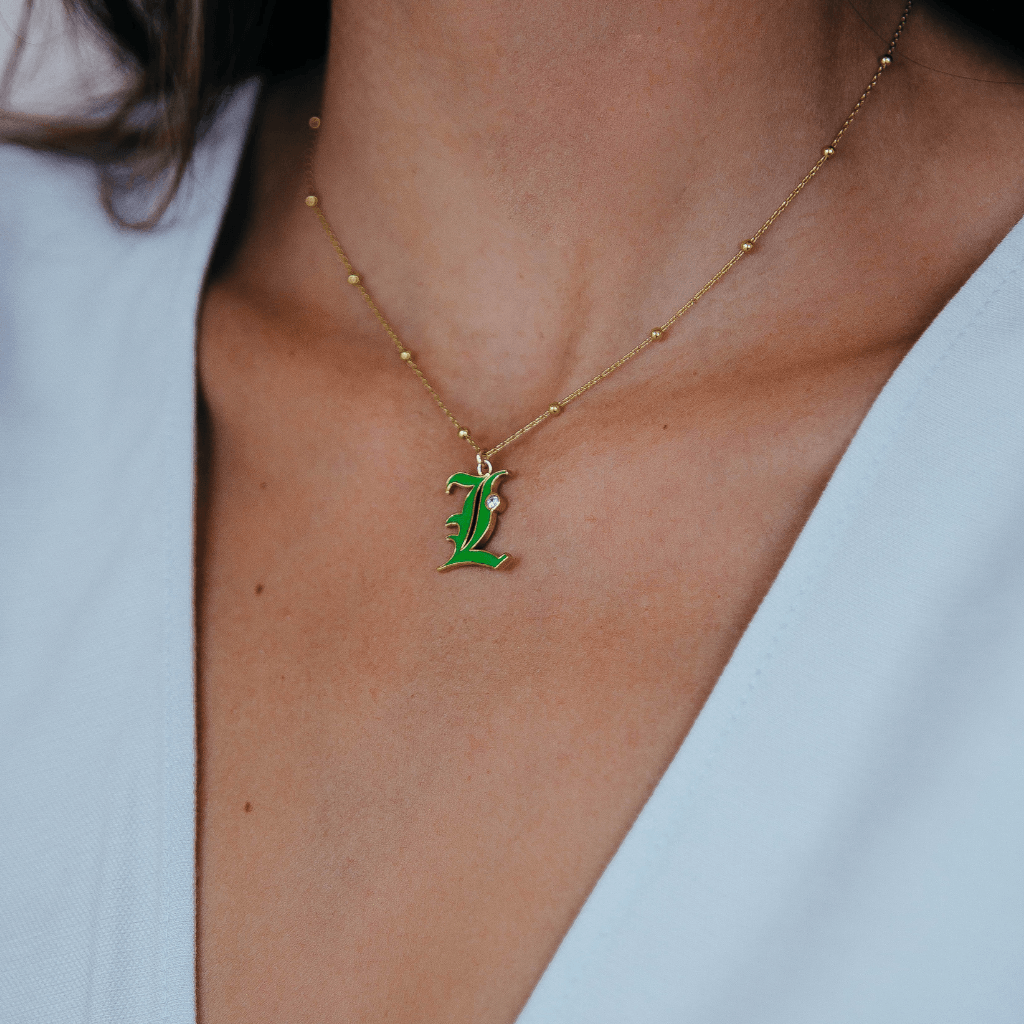 Dora Enamel Initial Necklace - Anna Lou of London