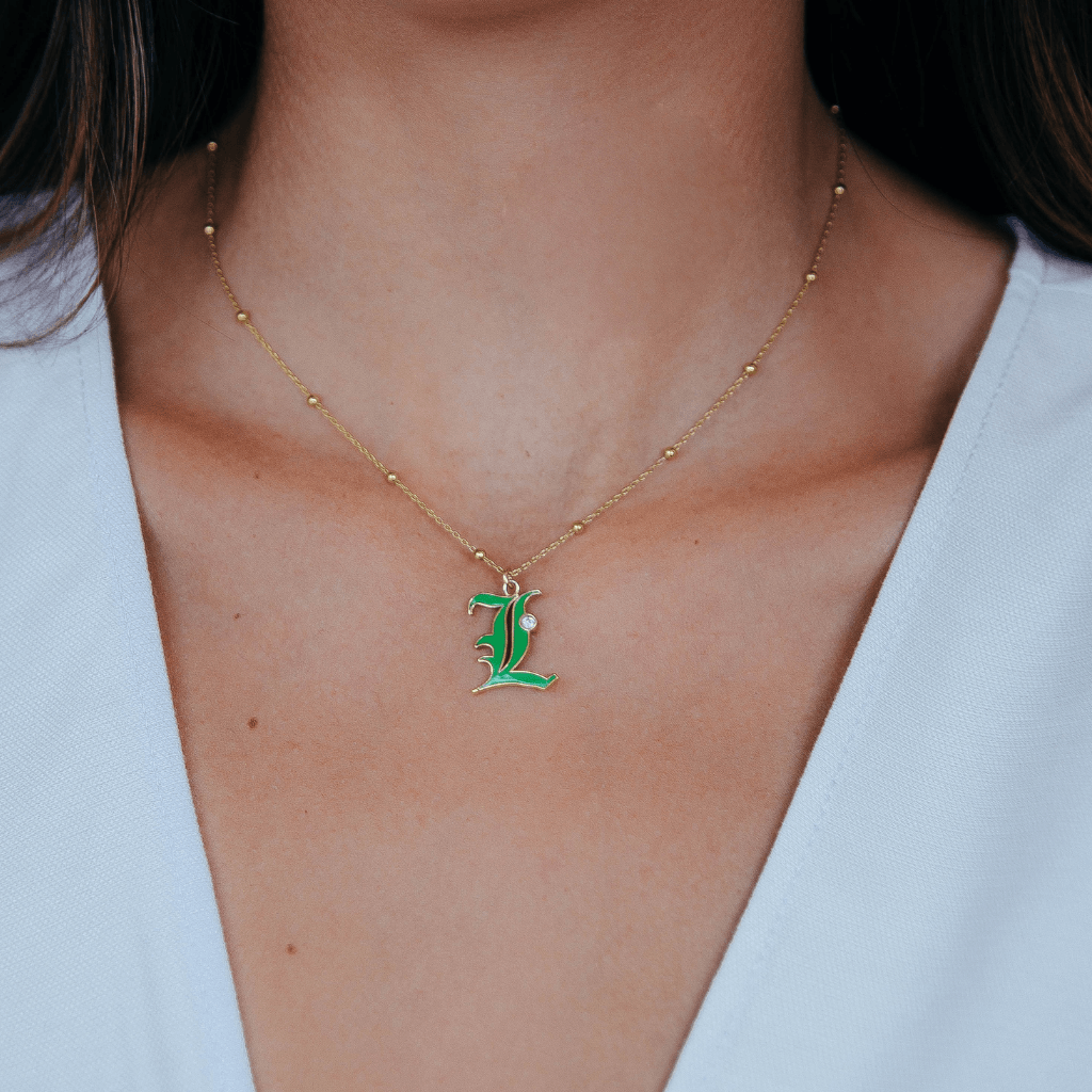 Dora Enamel Initial Necklace - Anna Lou of London