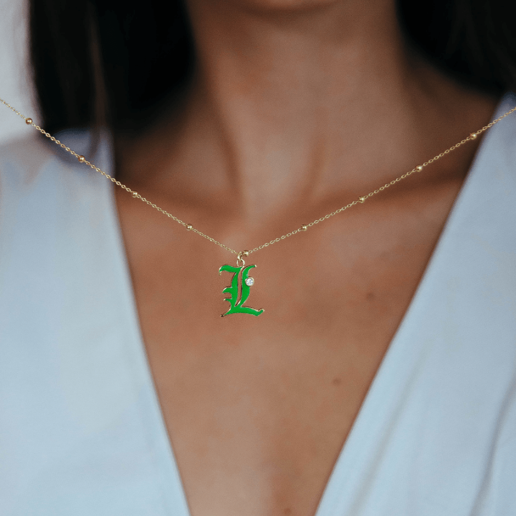 Dora Enamel Initial Necklace - Anna Lou of London