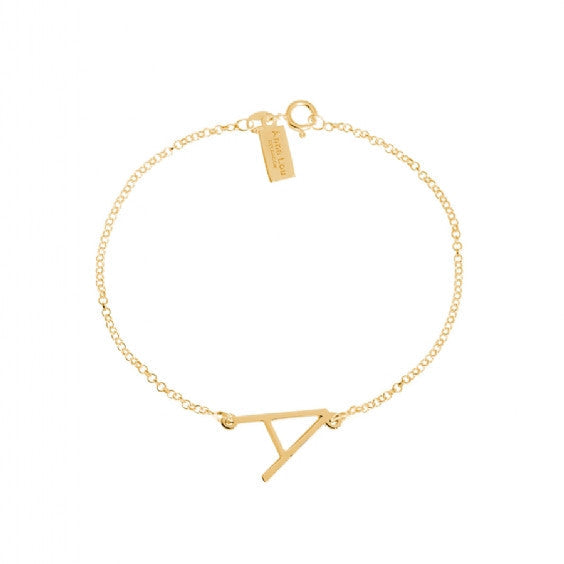 Gold A Initial Sideway Bracelet