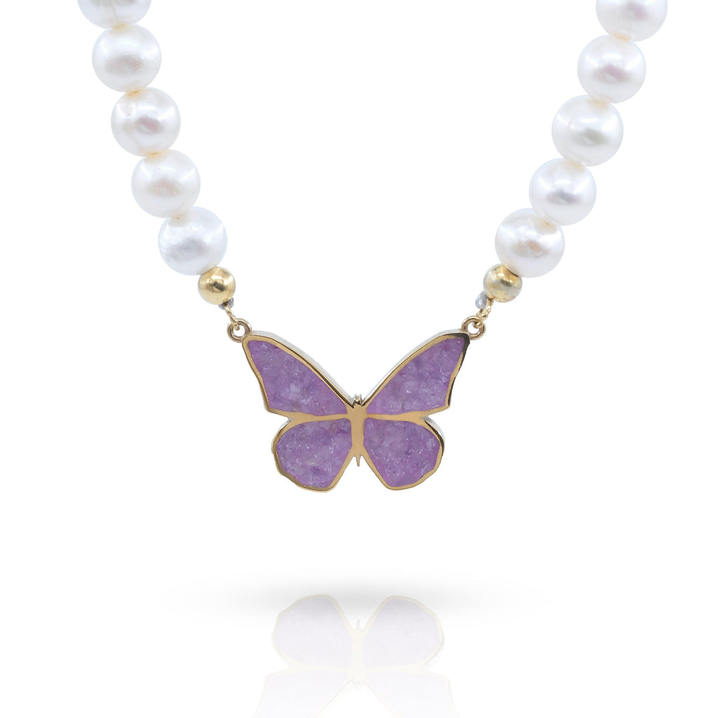 Butterfly Gemstone Pearl Necklace - Anna Lou of London