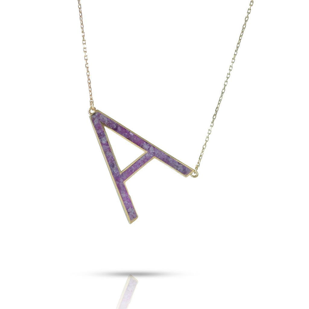 Gemstone Capital Letter Necklace - Anna Lou of London