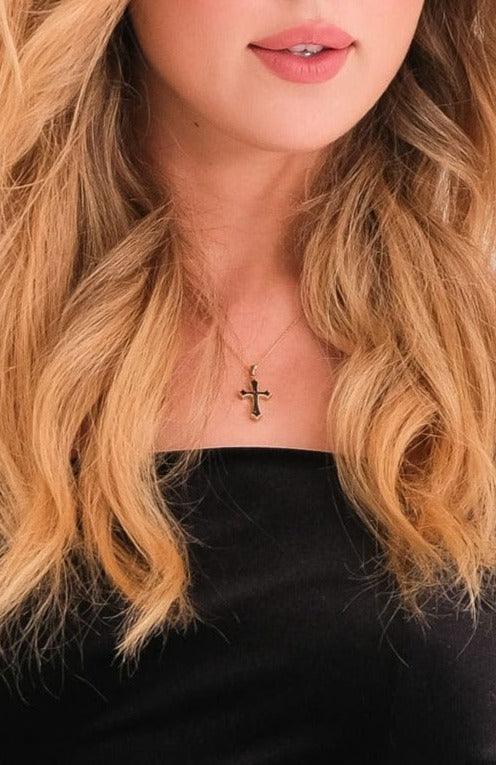 Onyx Cross Necklace - Anna Lou of London