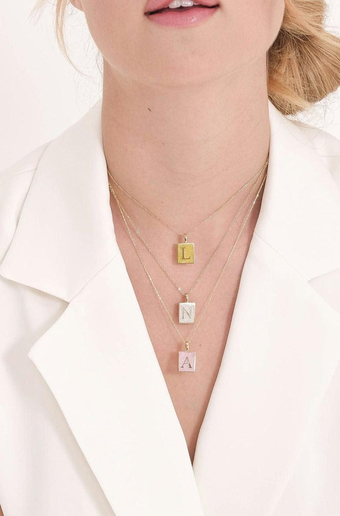 Alphabet Rectangle Gemstone Necklace - Anna Lou of London