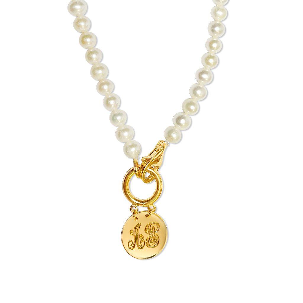 Brigette Pearl Disc Necklace - Anna Lou of London