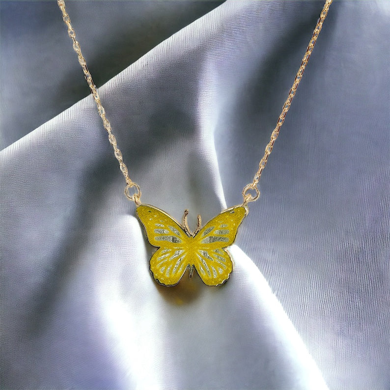 Solid gold butterfly necklace 2025