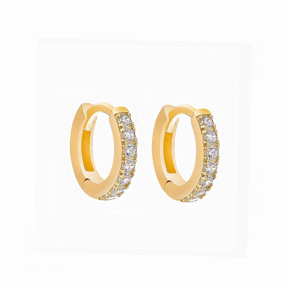 Diamond Gold Huggie Hoops - Anna Lou of London