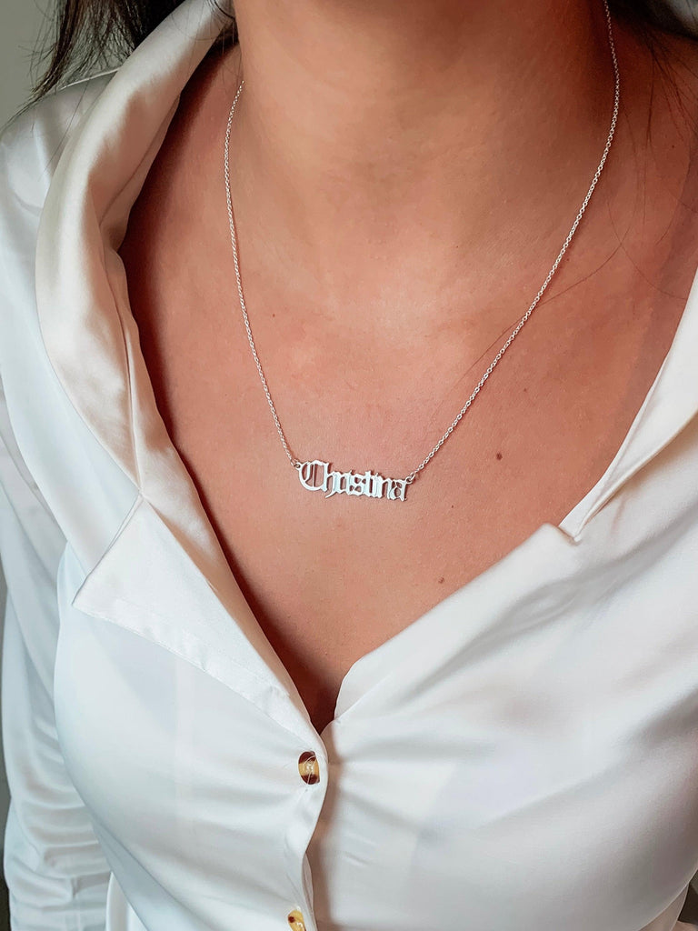 Old English Name Necklace - Anna Lou of London