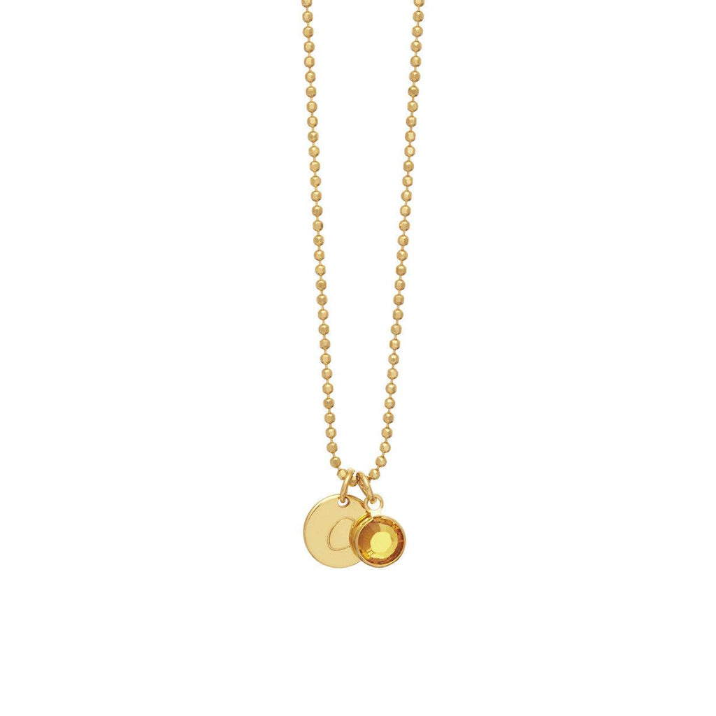 Unisex initial Disc Birthstone Charm Necklace - Anna Lou of London