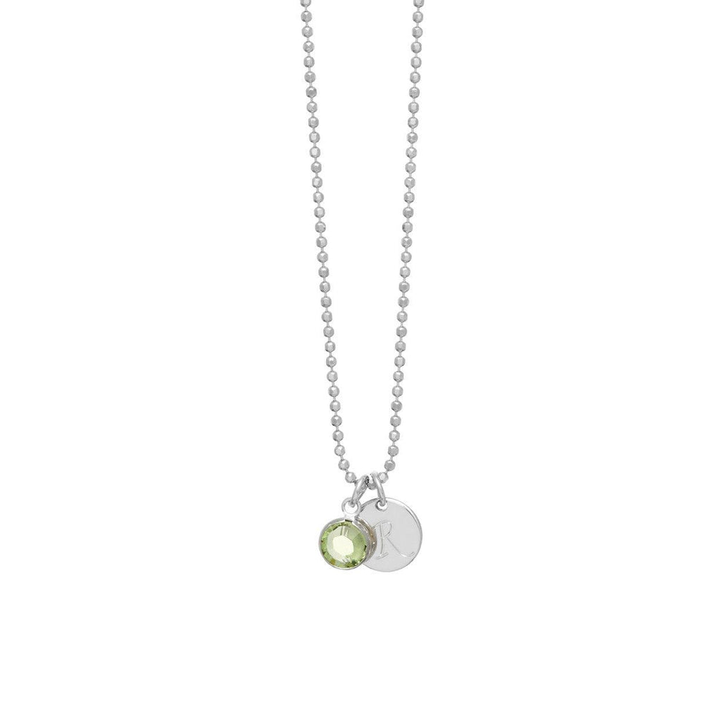 Unisex initial Disc Birthstone Charm Necklace - Anna Lou of London