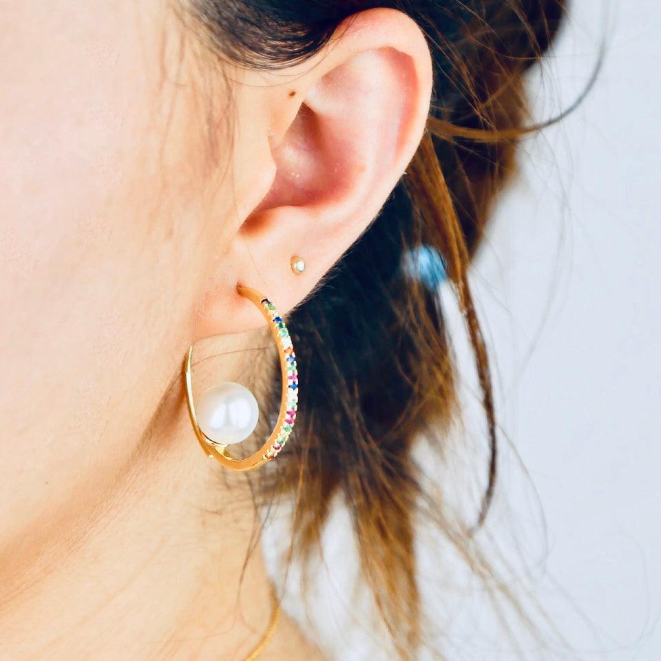 Royal Pearl Hoops - Anna Lou of London