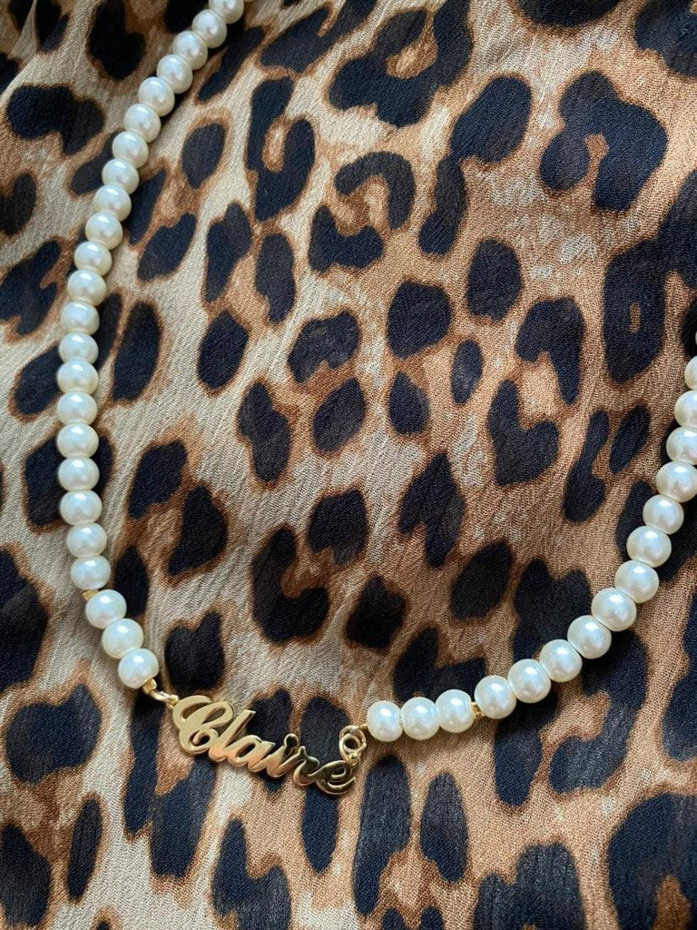 Audrey Pearl Beaded Name Necklace - Anna Lou of London