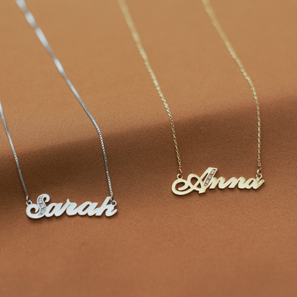 Name Necklace with Diamond Initial - Anna Lou of London