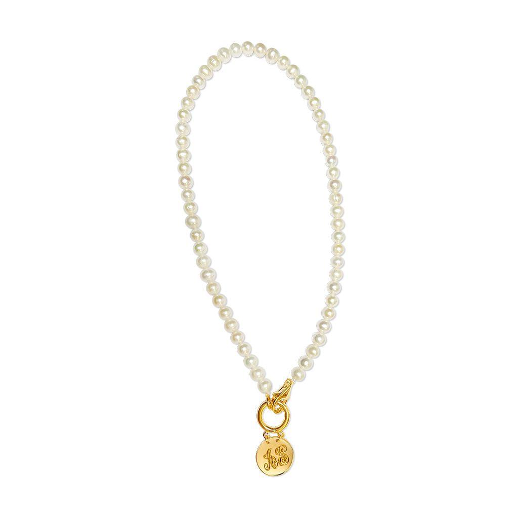 Brigette Pearl Disc Necklace - Anna Lou of London