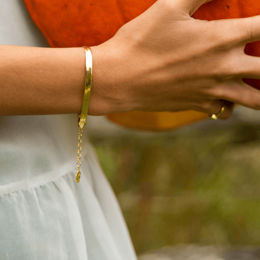 Herringbone Chain Bracelet - Anna Lou of London