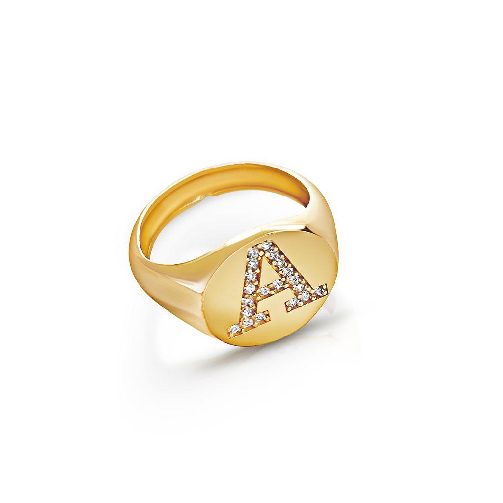 Diamond Signet Initial Ring - Anna Lou of London