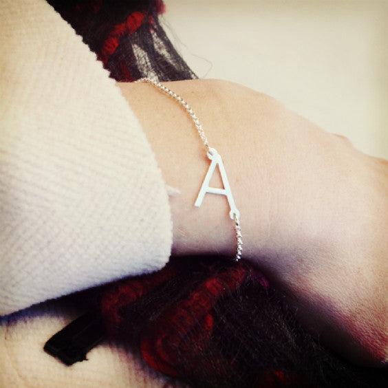 Initial Sideway Bracelet - Anna Lou of London