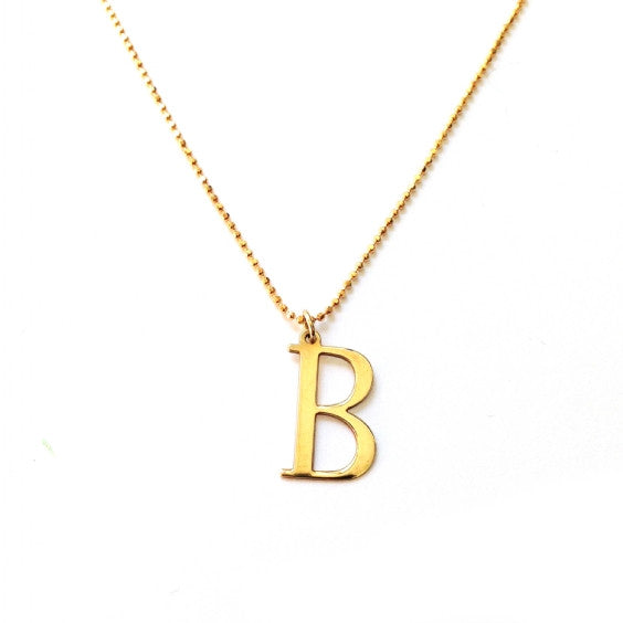 Gold B Initial Necklace