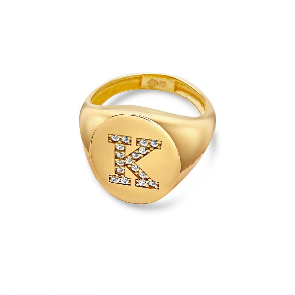 Crystal Signet Initial Ring - Anna Lou of London