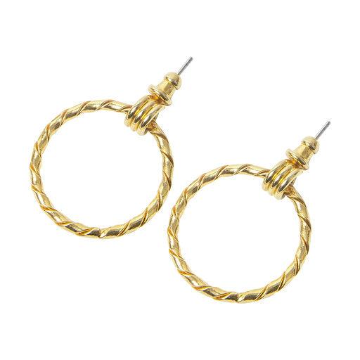 Vintage Gold Square Twisted Tube Hoop Scarlett Earrings - Anna Lou of London