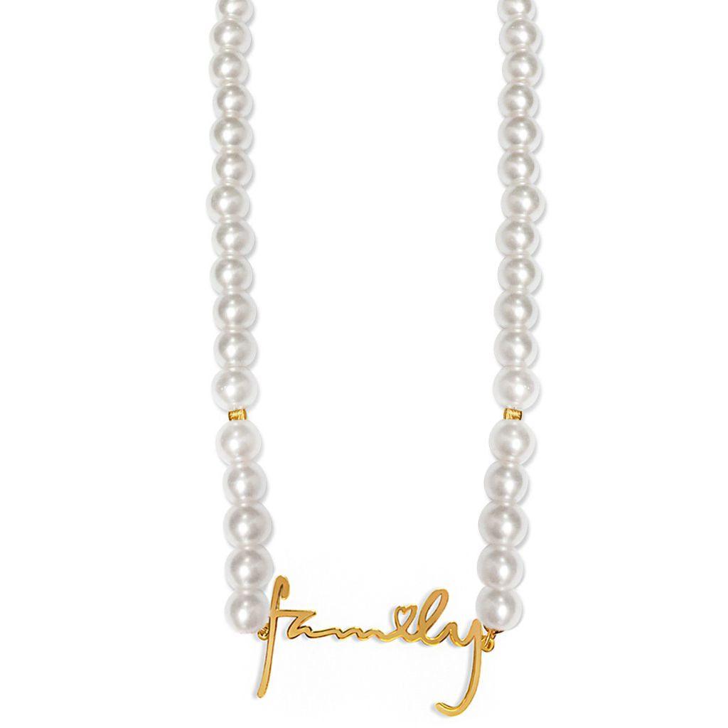 INPO Handwriting Name Necklace Pearl Chain - Anna Lou of London