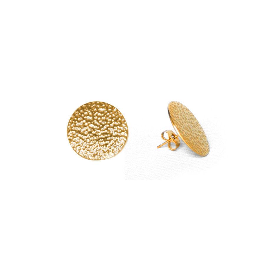 Hammered Disc Stud Earrings - Anna Lou of London