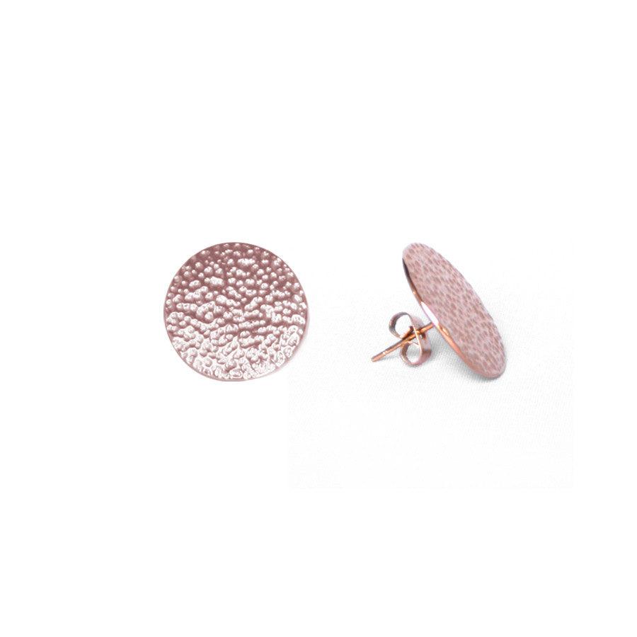 Hammered Disc Stud Earrings - Anna Lou of London