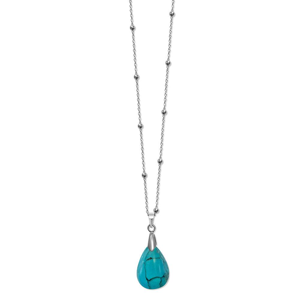 Drop Turquoise Crystal Pendant Necklace - Anna Lou of London