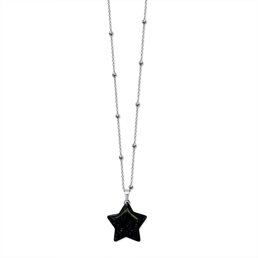Blue Goldstone Star Pendant Necklace - Anna Lou of London