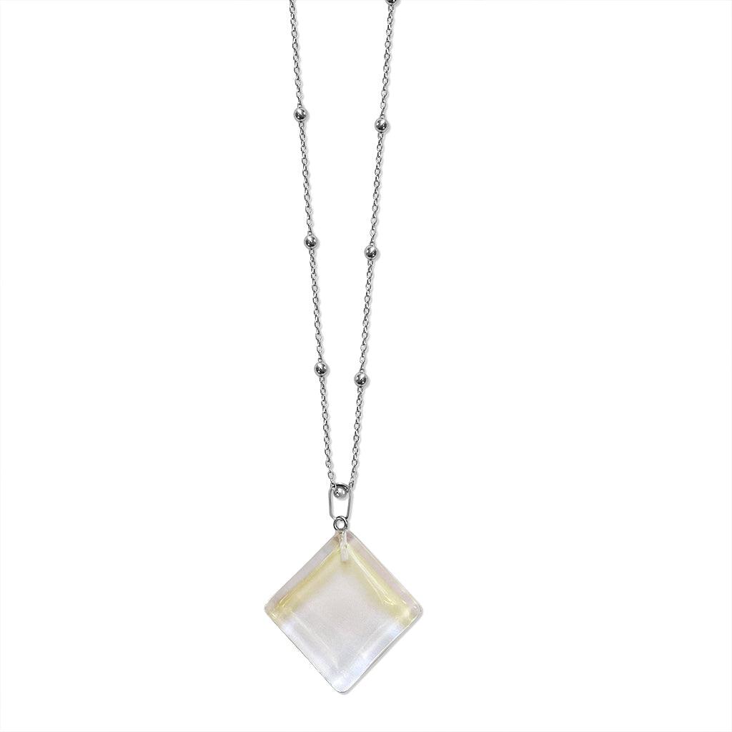 Clear Quartz Square Pendant Necklace - Anna Lou of London