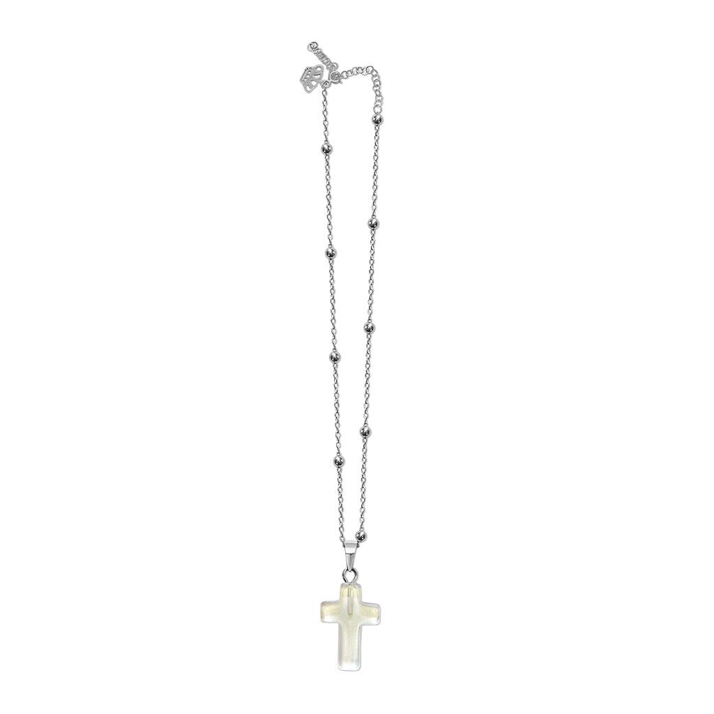 Clear Quartz Cross Pendant Necklace - Anna Lou of London