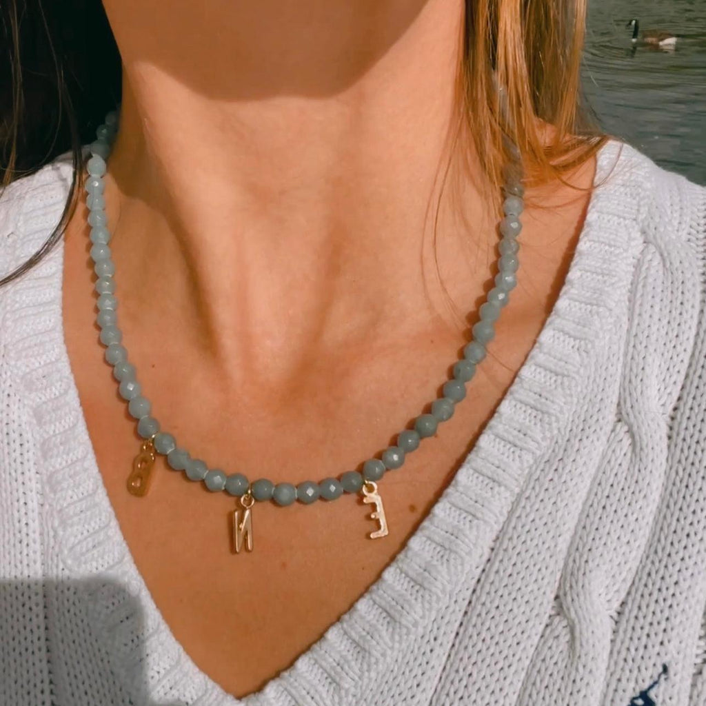 Angelite Initial Necklace - Anna Lou of London