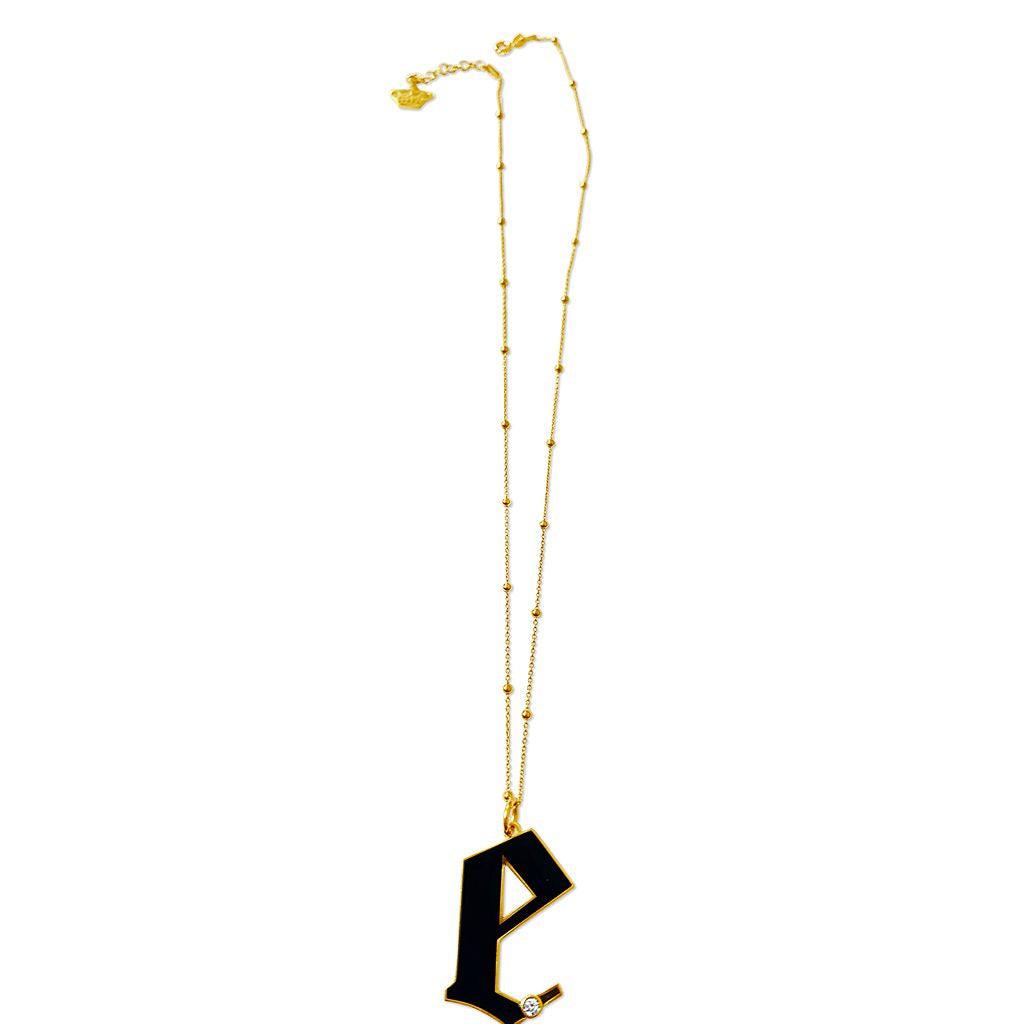 Enamel Initial Necklace Beaded Chain - Anna Lou of London
