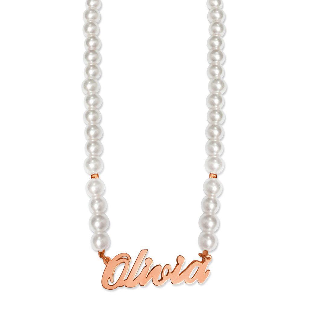 Audrey Pearl Beaded Name Necklace - Anna Lou of London