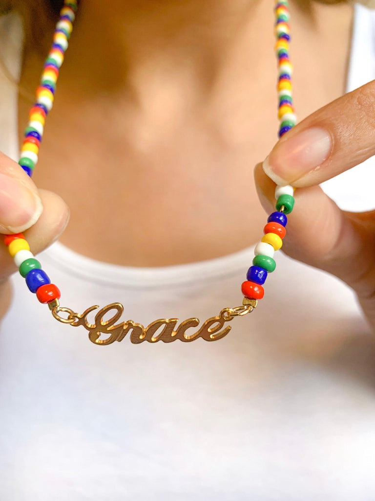 Calypso Beaded Name Necklace - Anna Lou of London