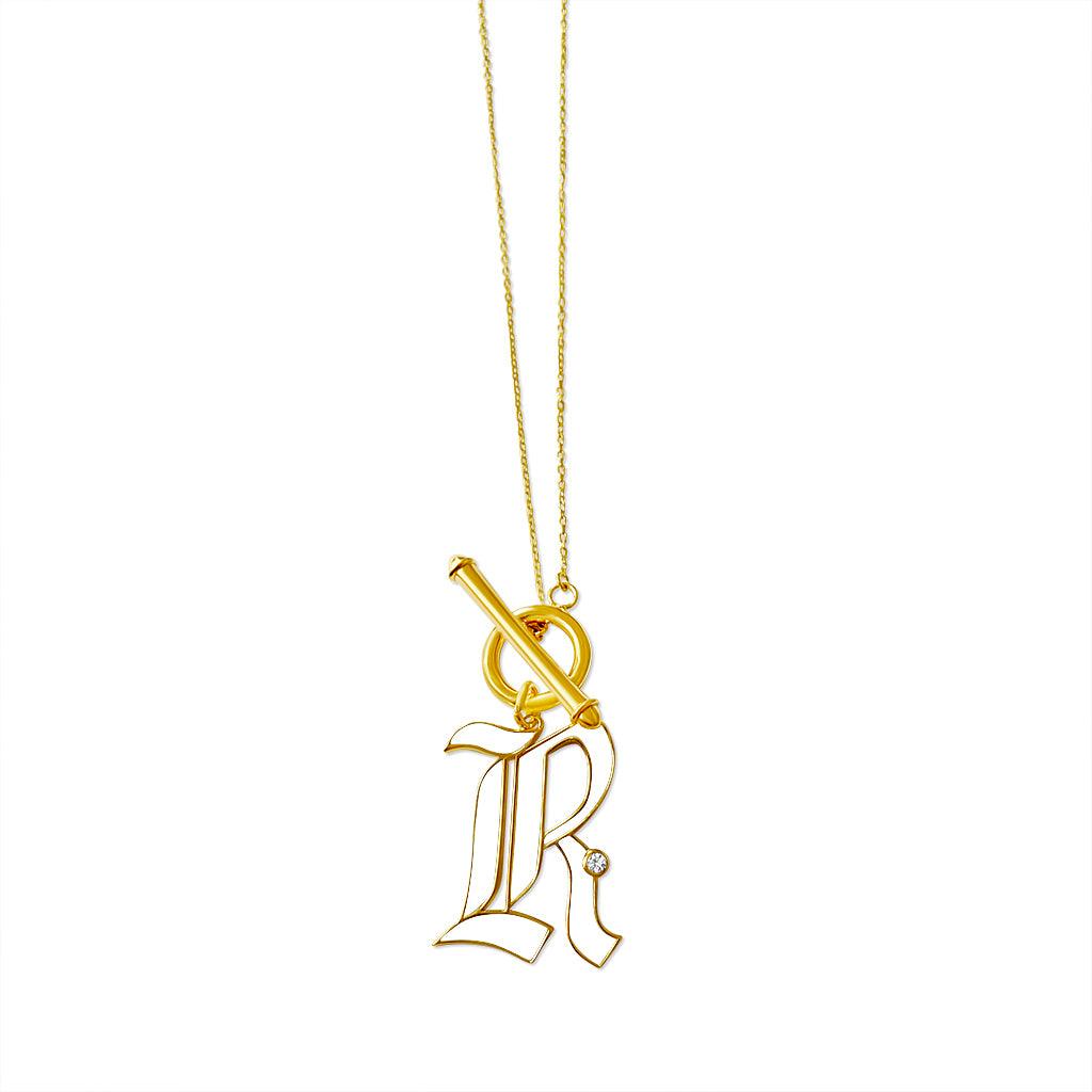 T-Bar Enamel Initial Necklace - Anna Lou of London