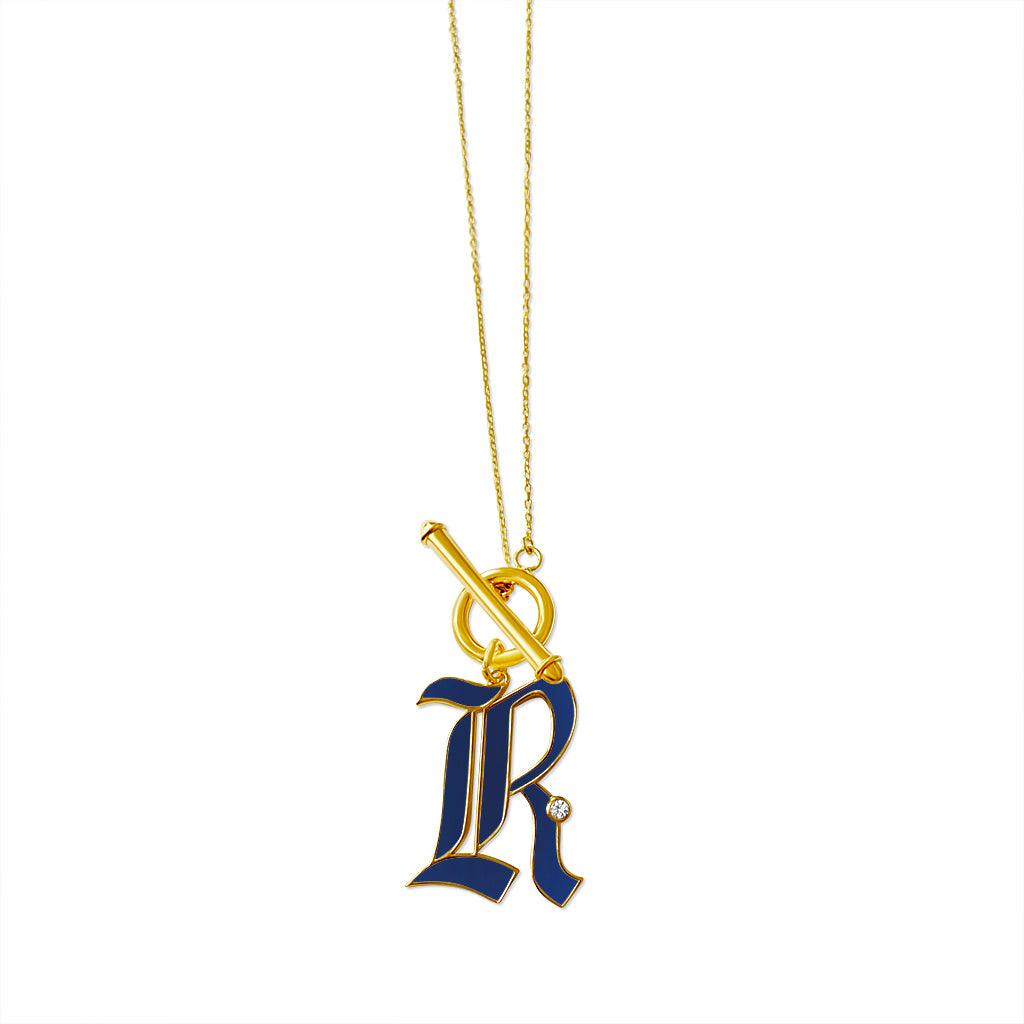 T-Bar Enamel Initial Necklace - Anna Lou of London