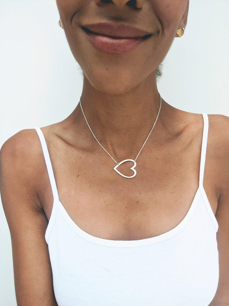 Heart Sideway Necklace - Anna Lou of London