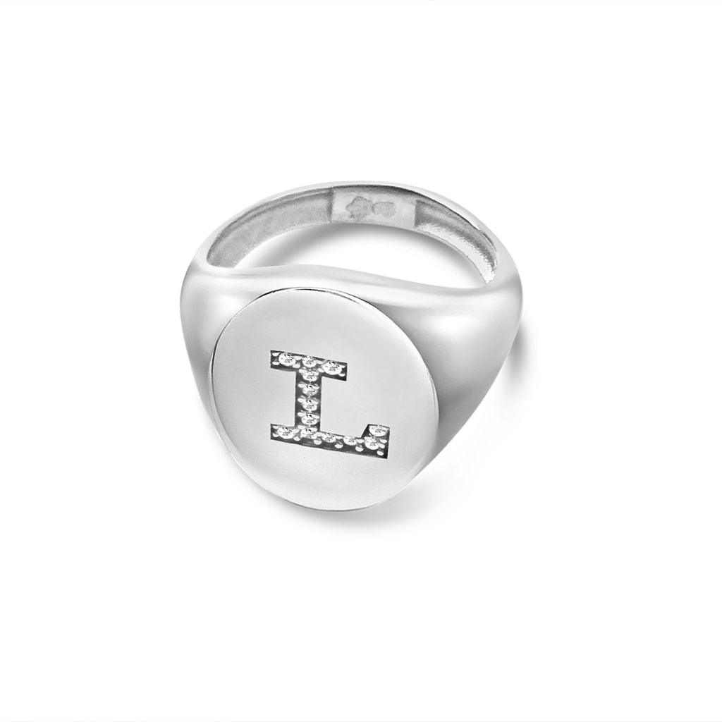 Crystal Signet Initial Ring - Anna Lou of London