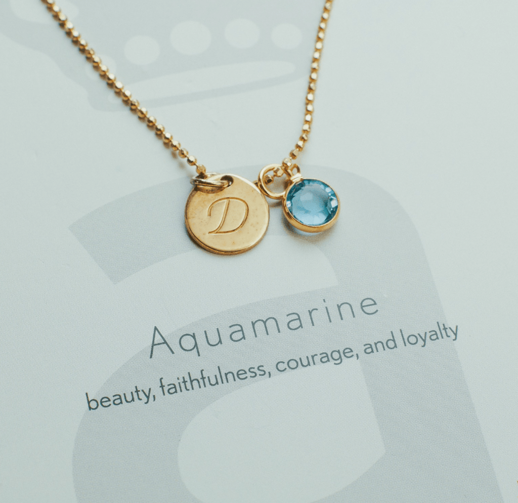 Unisex initial Disc Birthstone Charm Necklace - Anna Lou of London