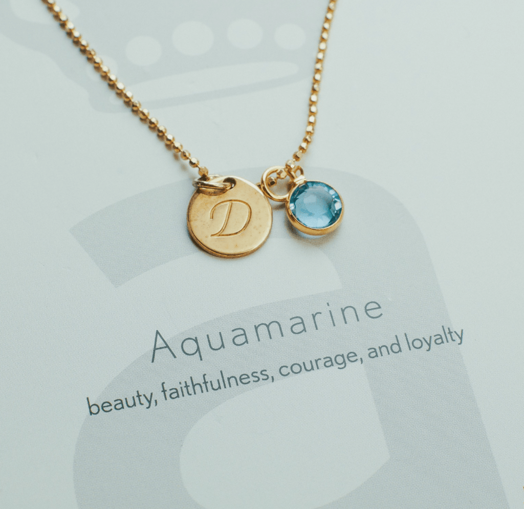 Unisex initial Disc Birthstone Charm Necklace - Anna Lou of London