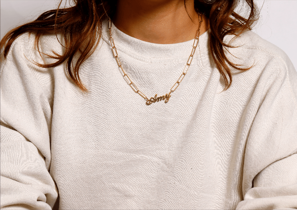 Name Necklace Rectangle Chain - Anna Lou of London