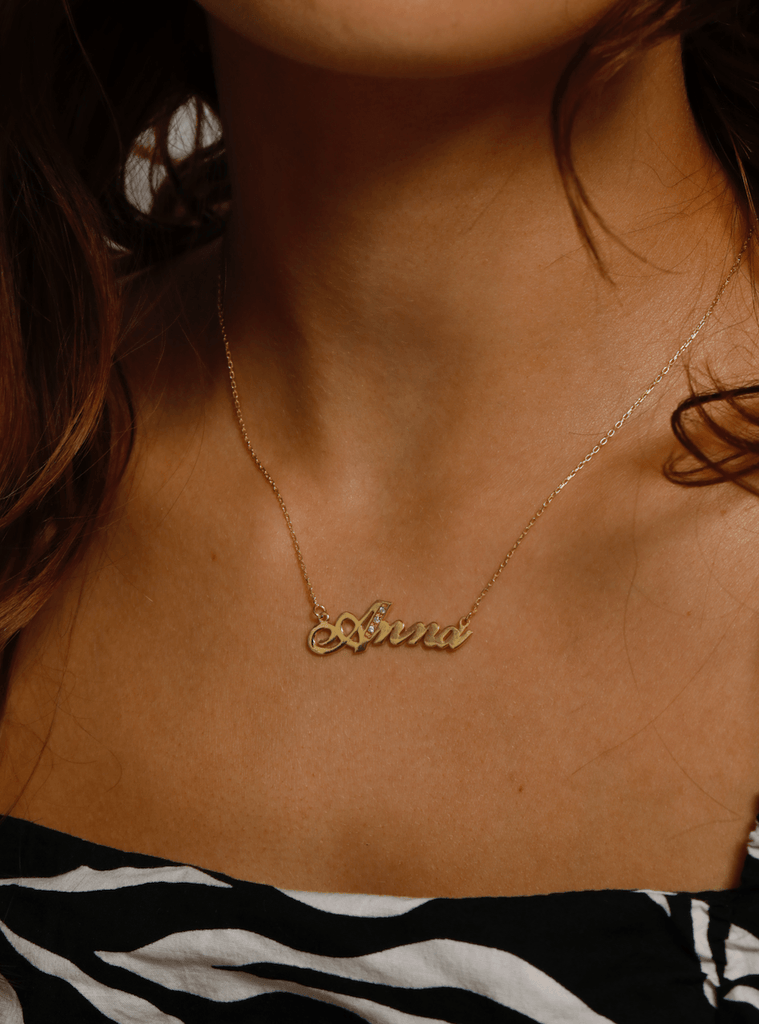 Name Necklace with Diamond Initial - Anna Lou of London