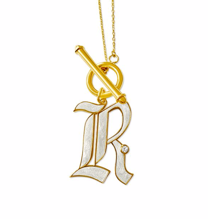 T-Bar Enamel Initial Necklace - Anna Lou of London