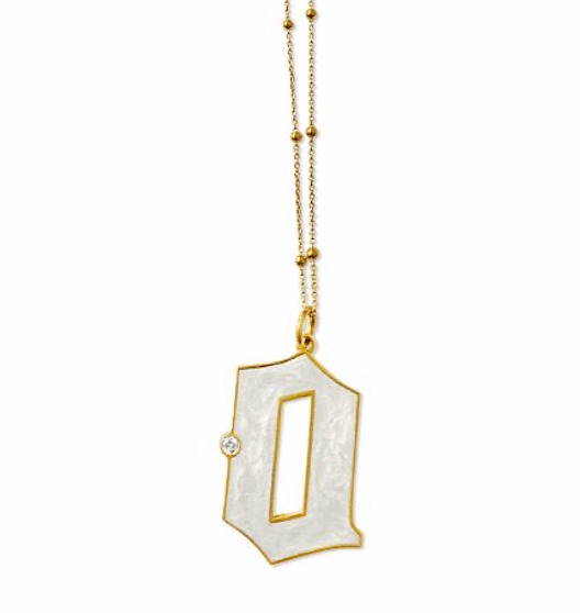 Enamel Initial Necklace Beaded Chain - Anna Lou of London