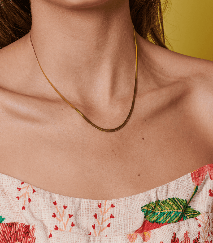 Flat Snake Chain Necklace - Anna Lou of London